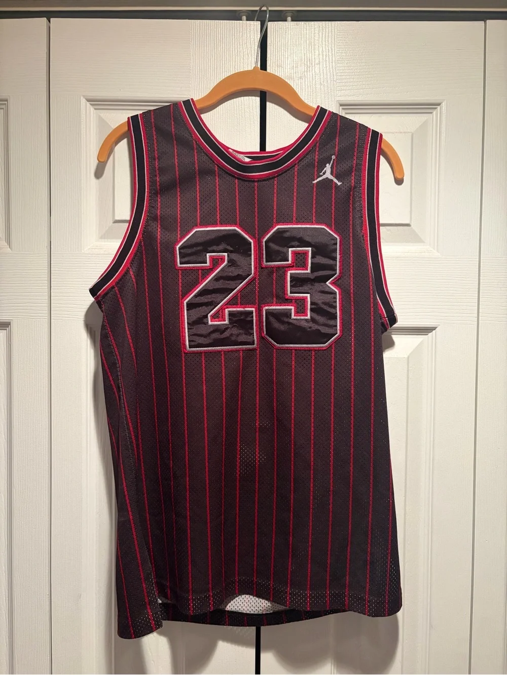 Jordan Men’s 23 Pinstripe Basketball Jersey - Black/Red